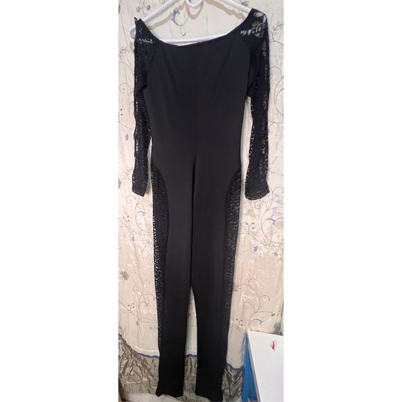 SHEIN Women's Off-Shoulder Black Jumpsuit M Long Sleeve Party Wear - Picture 4 of 6